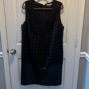 DKNY 16W Black New w/o tags knit and pleather shift dress
